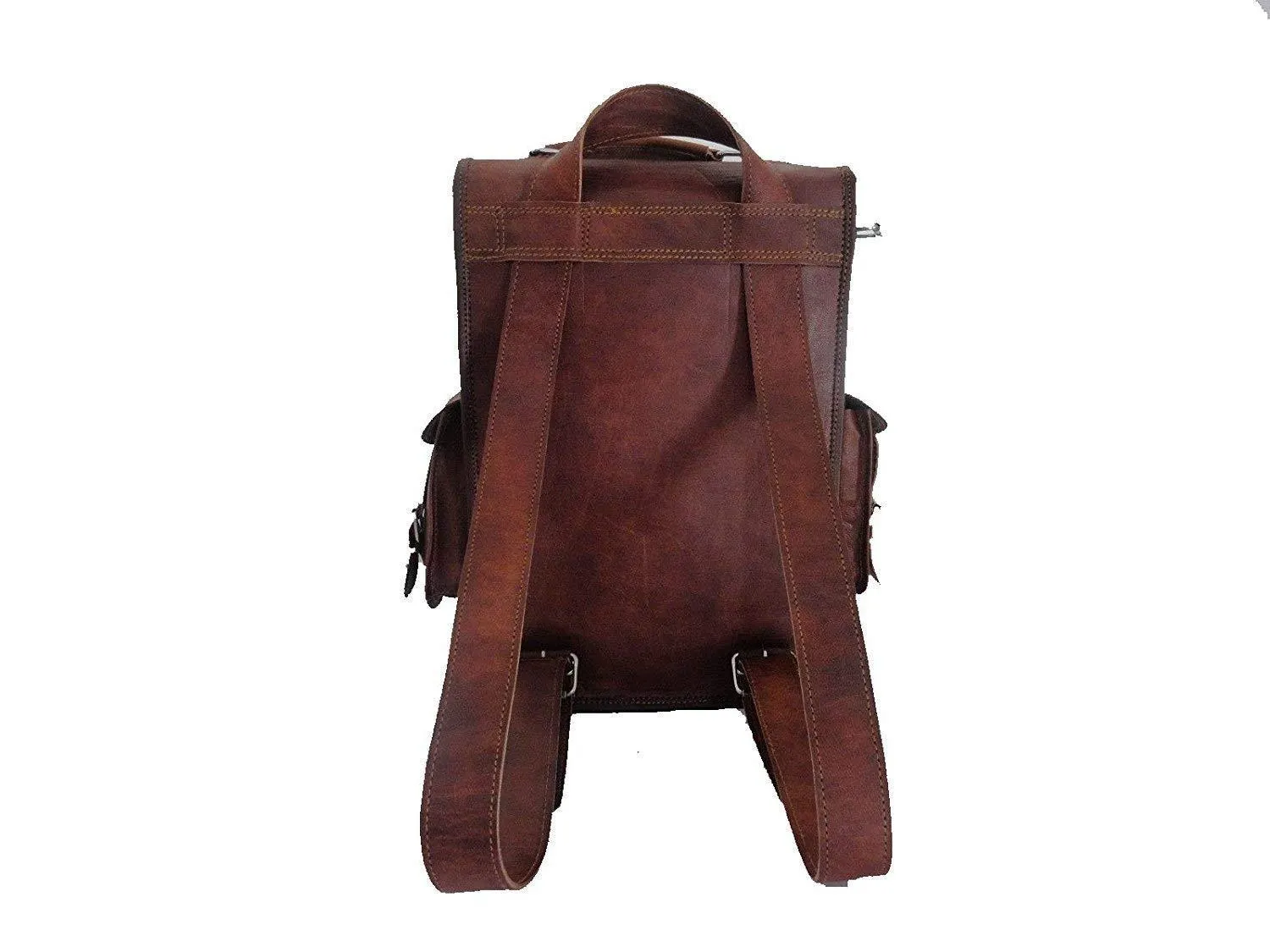 Brown Vintage Leather Backpack Laptop Messenger Bag Rucksack Sling For Men Women (11″ X 15″)