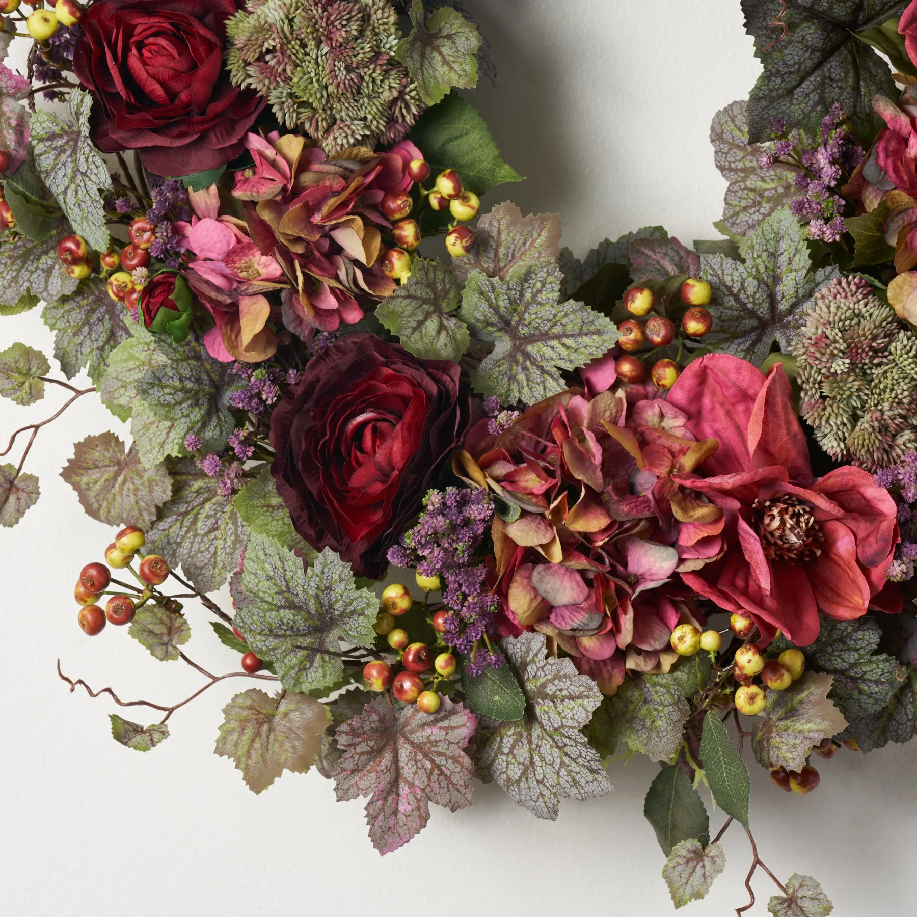 Burgundy Hydrangea & Golden Ranunculus Front Door Fall Wreath