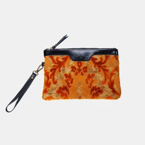 Burnout Velvet Orange Wristlet Clutch