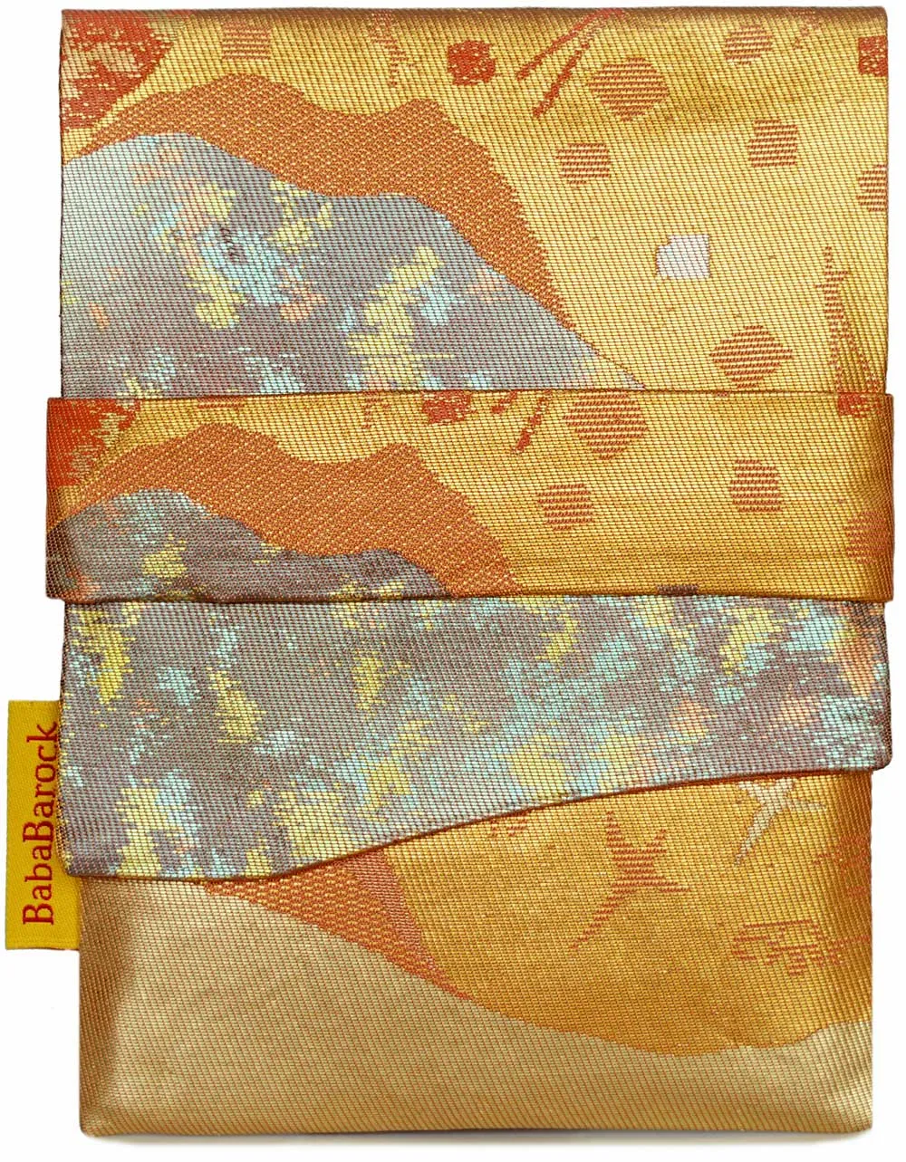 Burnt Orange & Gold Metallics - Japanese vintage silk foldover pouch