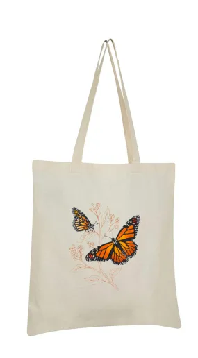 Butterflies Embroidered Cotton Canvas Market Bag. Choice of 5 different bags and 6 different butterflies