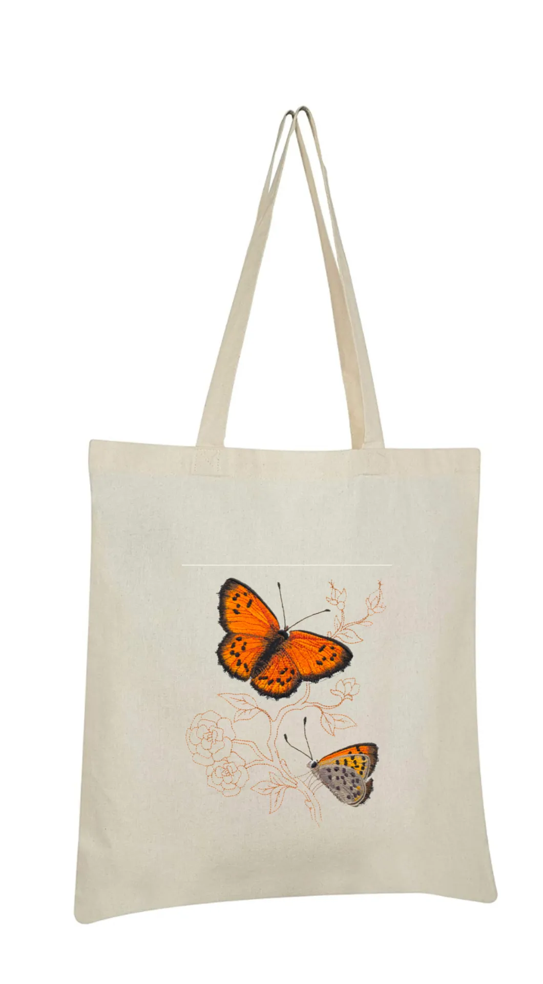 Butterflies Embroidered Cotton Canvas Market Bag. Choice of 5 different bags and 6 different butterflies