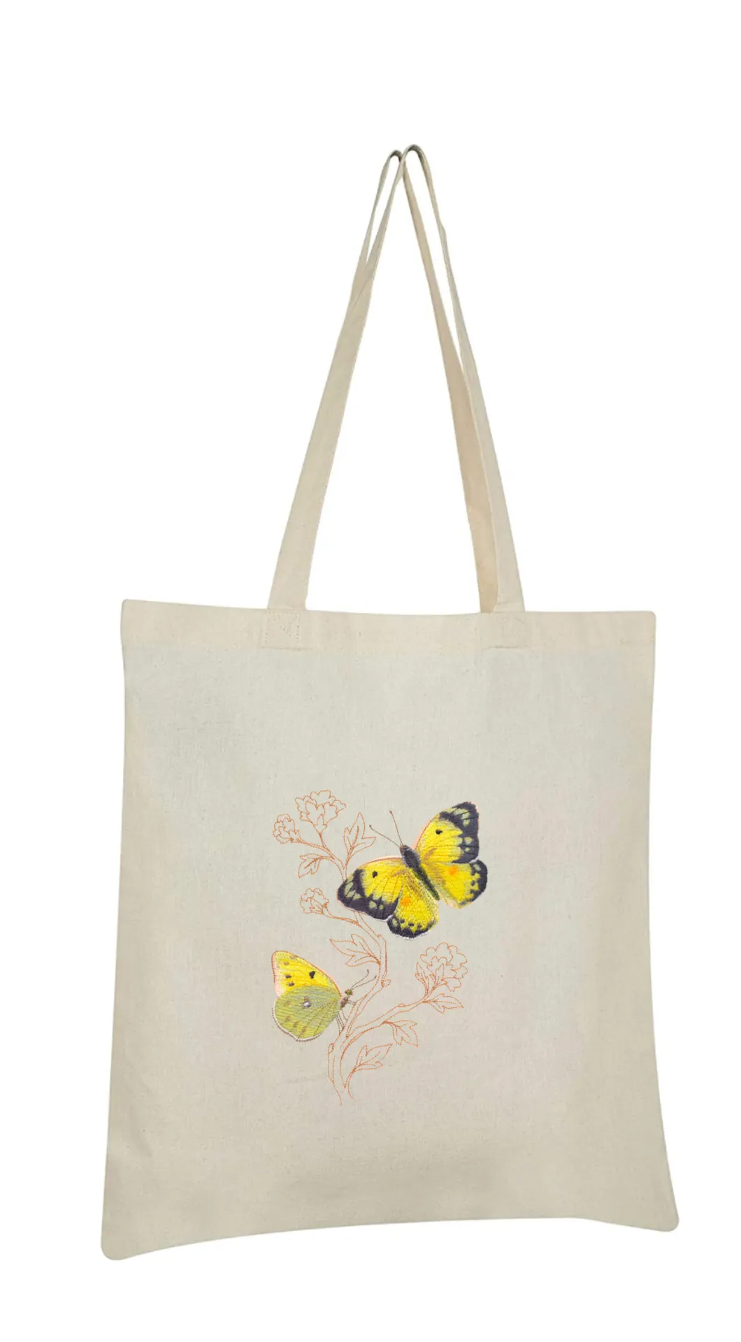 Butterflies Embroidered Cotton Canvas Market Bag. Choice of 5 different bags and 6 different butterflies