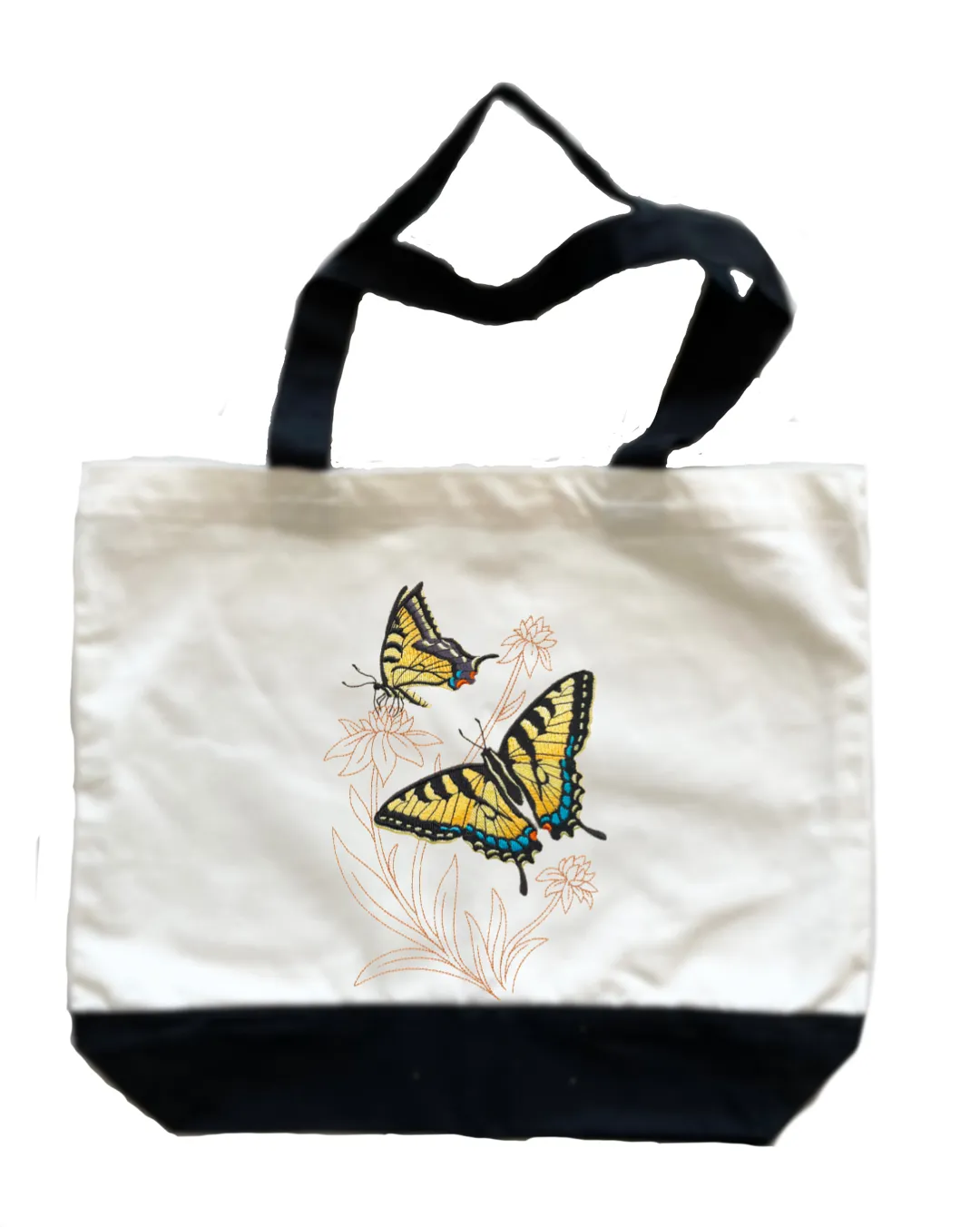 Butterflies Embroidered Cotton Canvas Market Bag. Choice of 5 different bags and 6 different butterflies