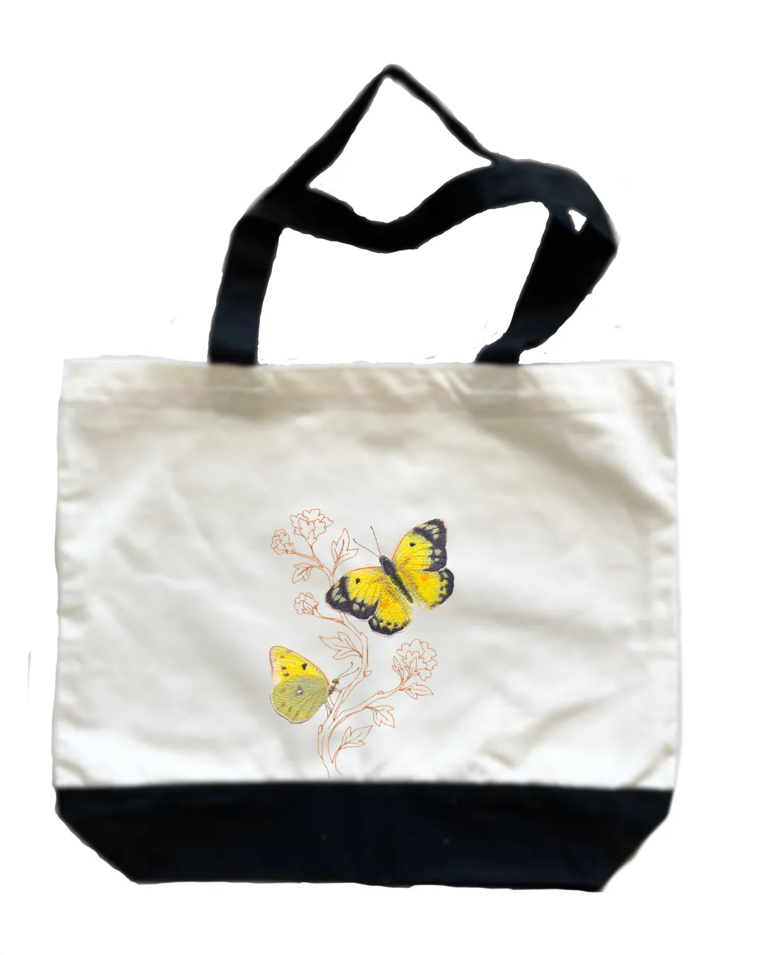 Butterflies Embroidered Cotton Canvas Market Bag. Choice of 5 different bags and 6 different butterflies