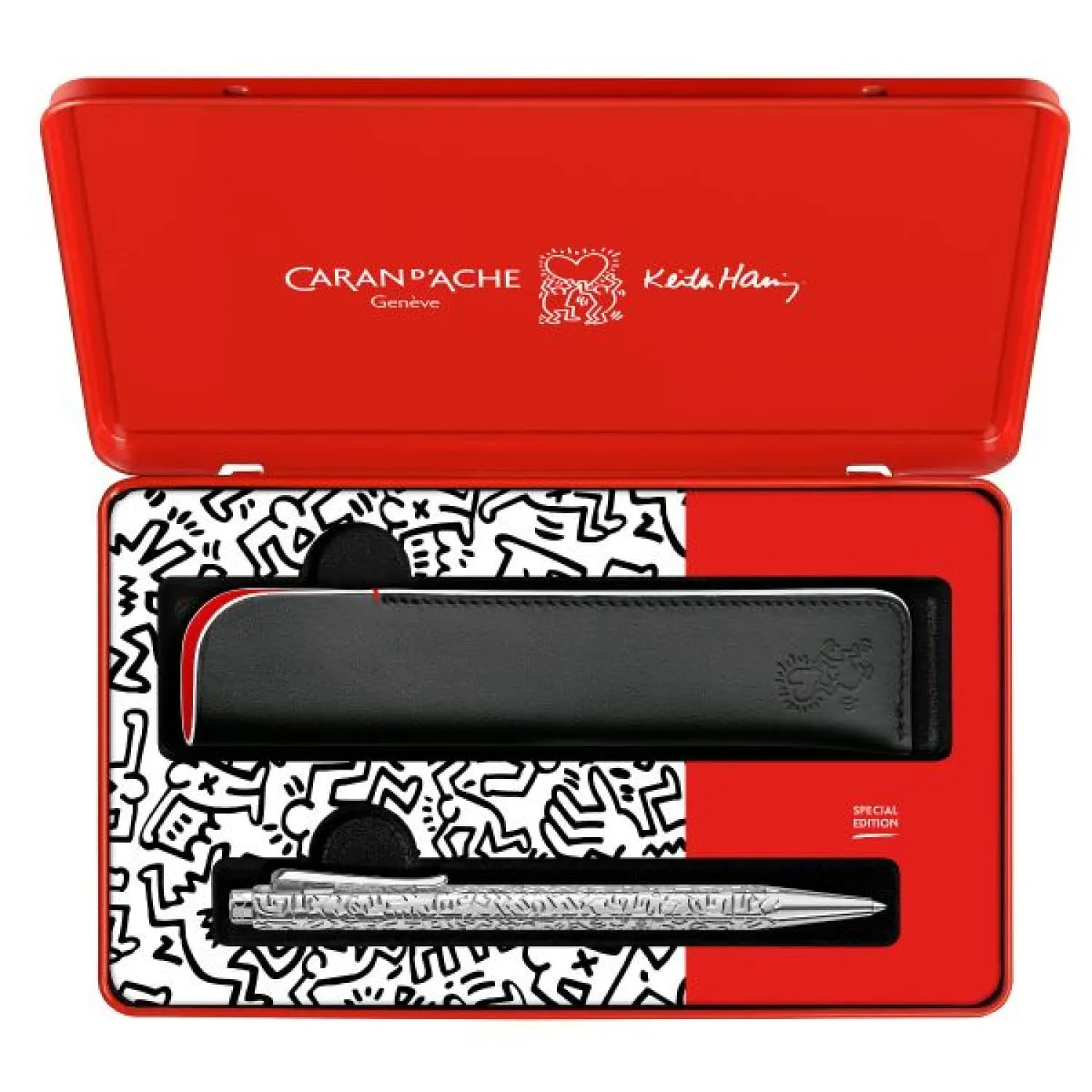 Caran d'Ache Ecridor Keith Haring Ballpoint Pen and Leather Case Set