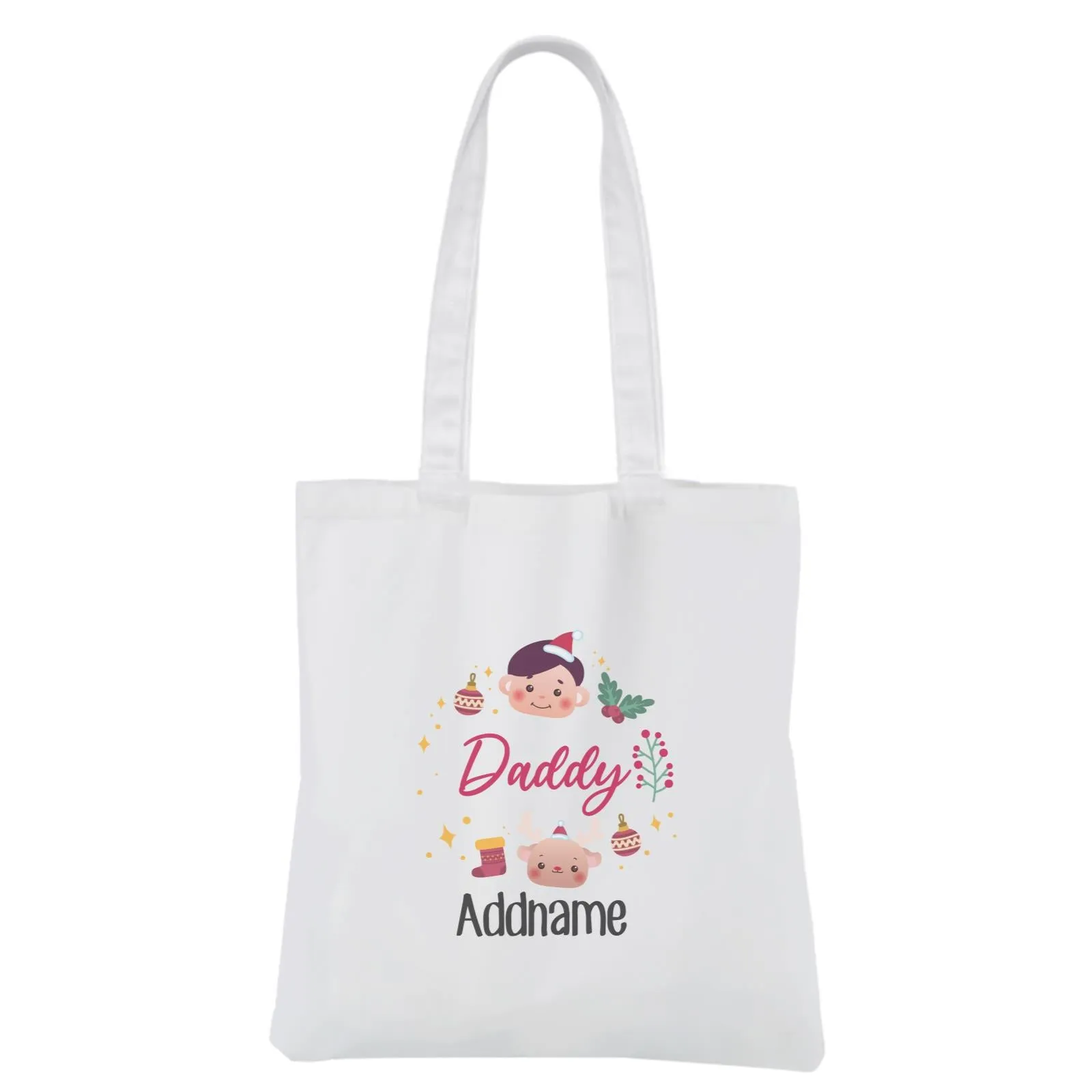 Christmas Cute Wreath Daddy White Canvas Bag