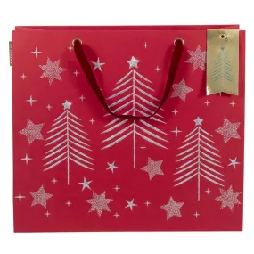 Christmas Gift Bag Red & Silver Large