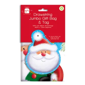 Christmas Jumbo Drawstring Gift Bag & Tag