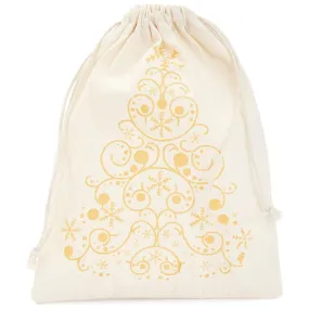 Christmas Tree Canvas Drawstring Bags for Holiday Party Favors (6 x 7.5 In, 12 Pack)