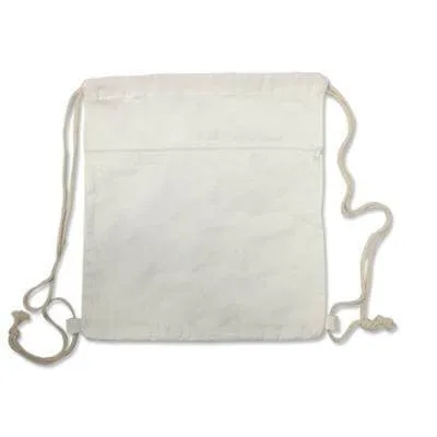 Cotton Canvas Drawstring Bag with Zip Compartment