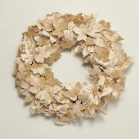 Cream Beige Soft Velvet Maple Leaf 22" Neutral Fall Front Door Wreath