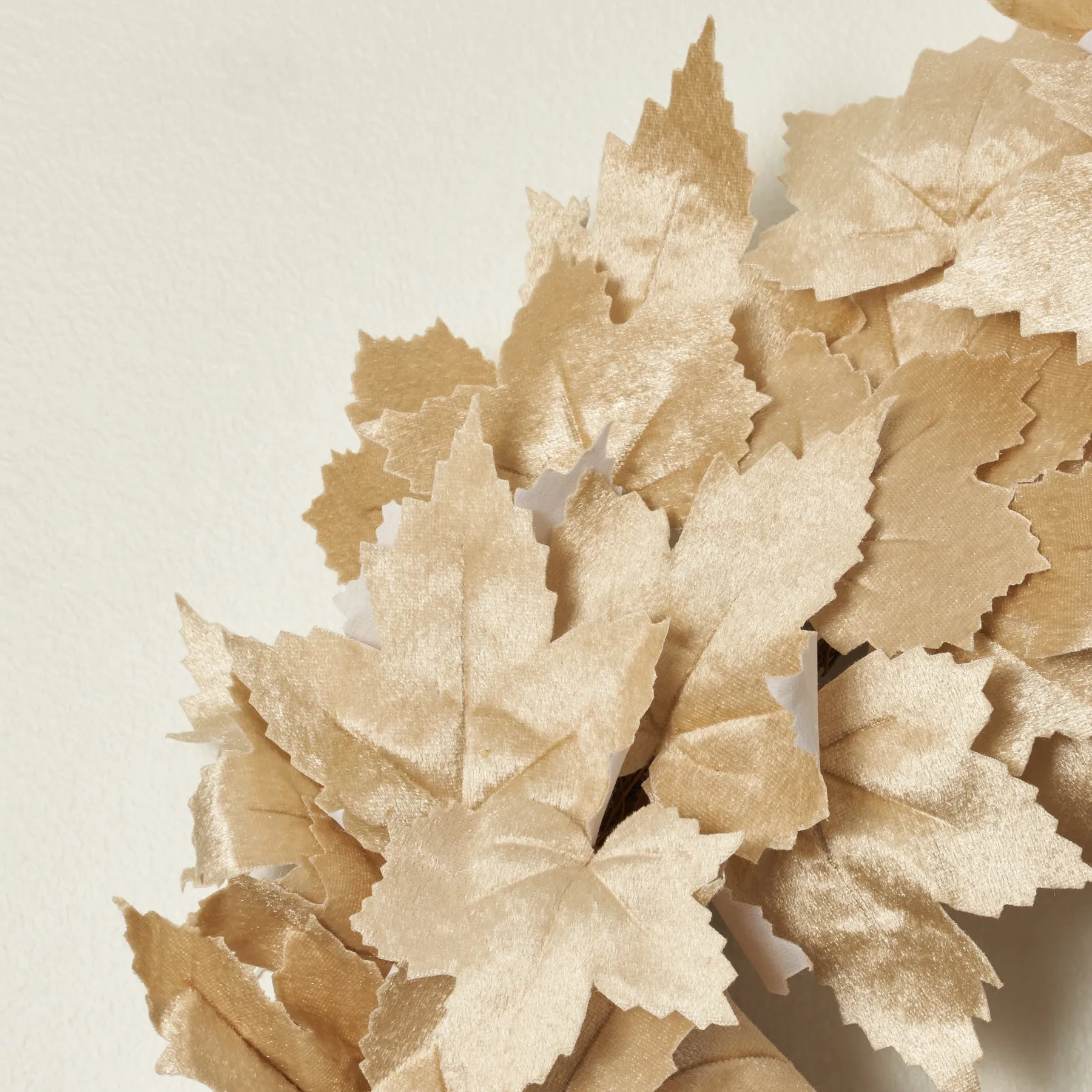 Cream Beige Soft Velvet Maple Leaf 22" Neutral Fall Front Door Wreath