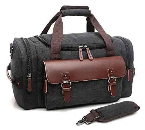 CrossLX™ Men's Canvas Travel Gym Duffle Weekend Bag w/ Leather Accent