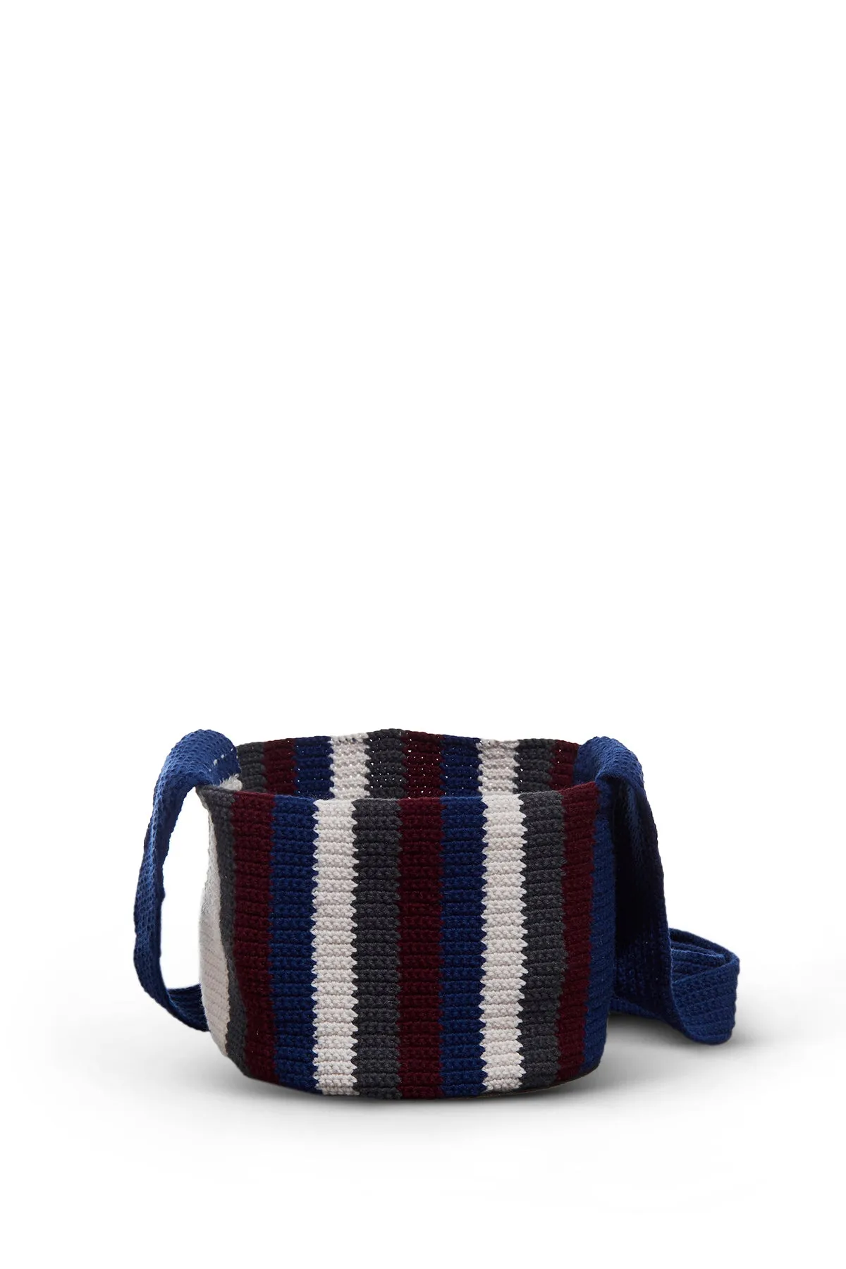 Crossover Knit Bag in Blue, Bordeaux & Grey Cashmere