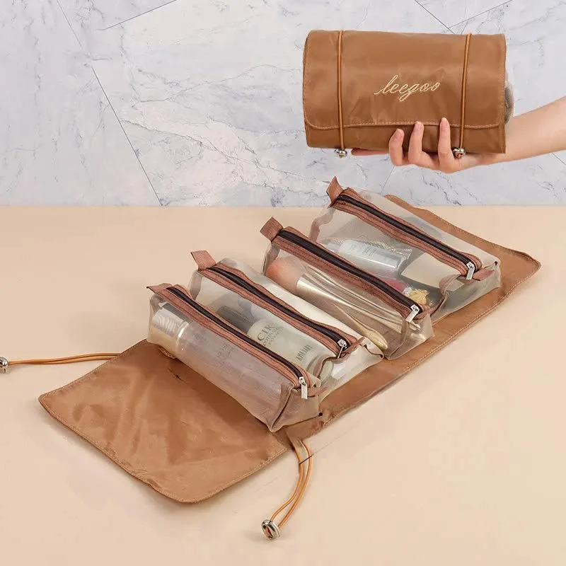 Detachable Makeup Bag Set – 4-in-1 Portable, Foldable Travel Cosmetic & Toiletry Organizer Pouch