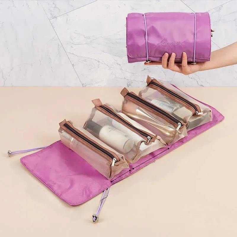 Detachable Makeup Bag Set – 4-in-1 Portable, Foldable Travel Cosmetic & Toiletry Organizer Pouch