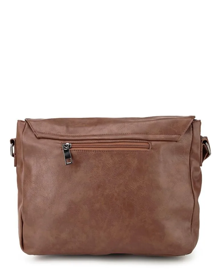 Distressed Leather EDC Medium Messenger Bag - Camel