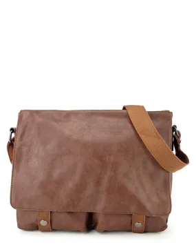 Distressed Leather EDC Medium Messenger Bag - Camel