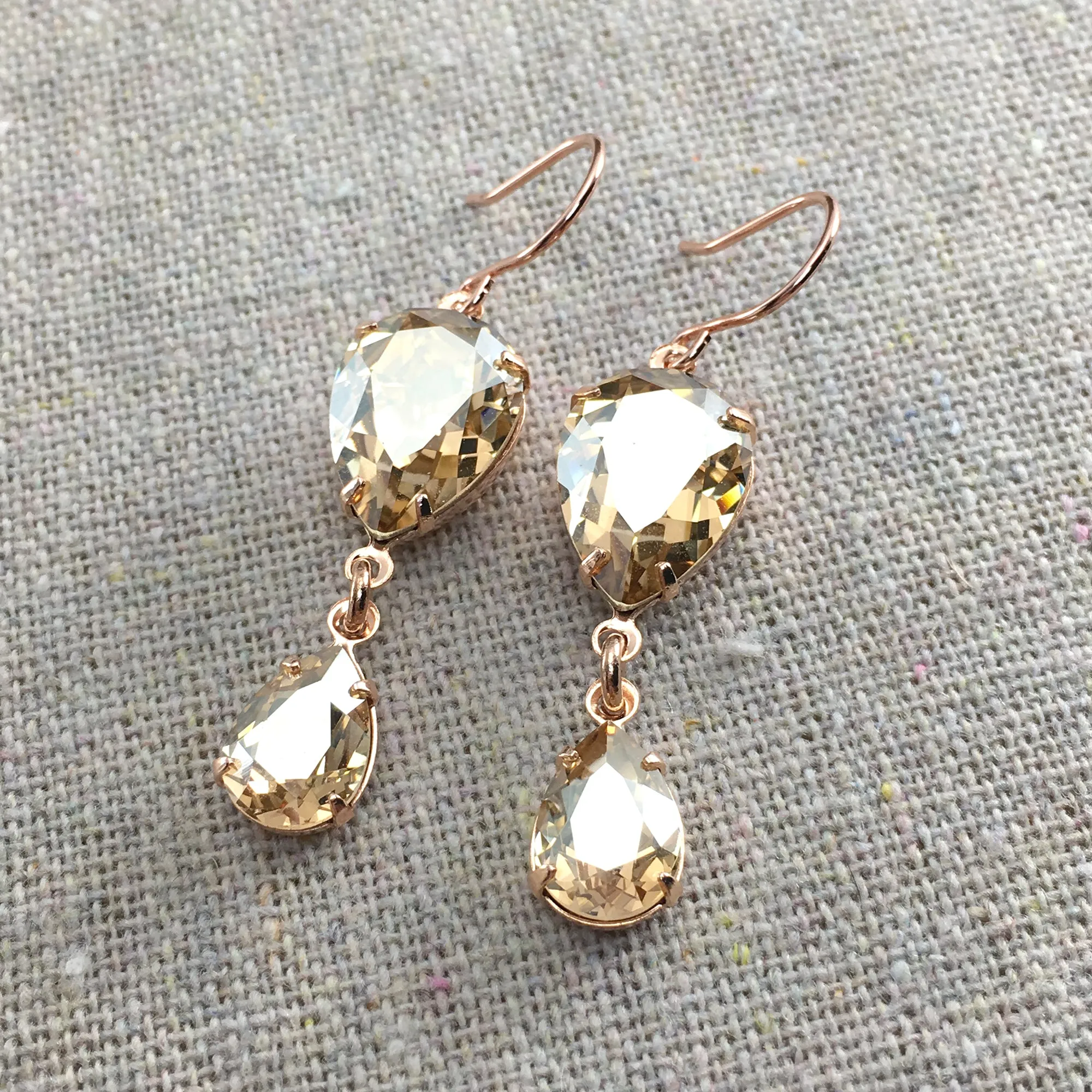 Double Pear Dangling Earrings