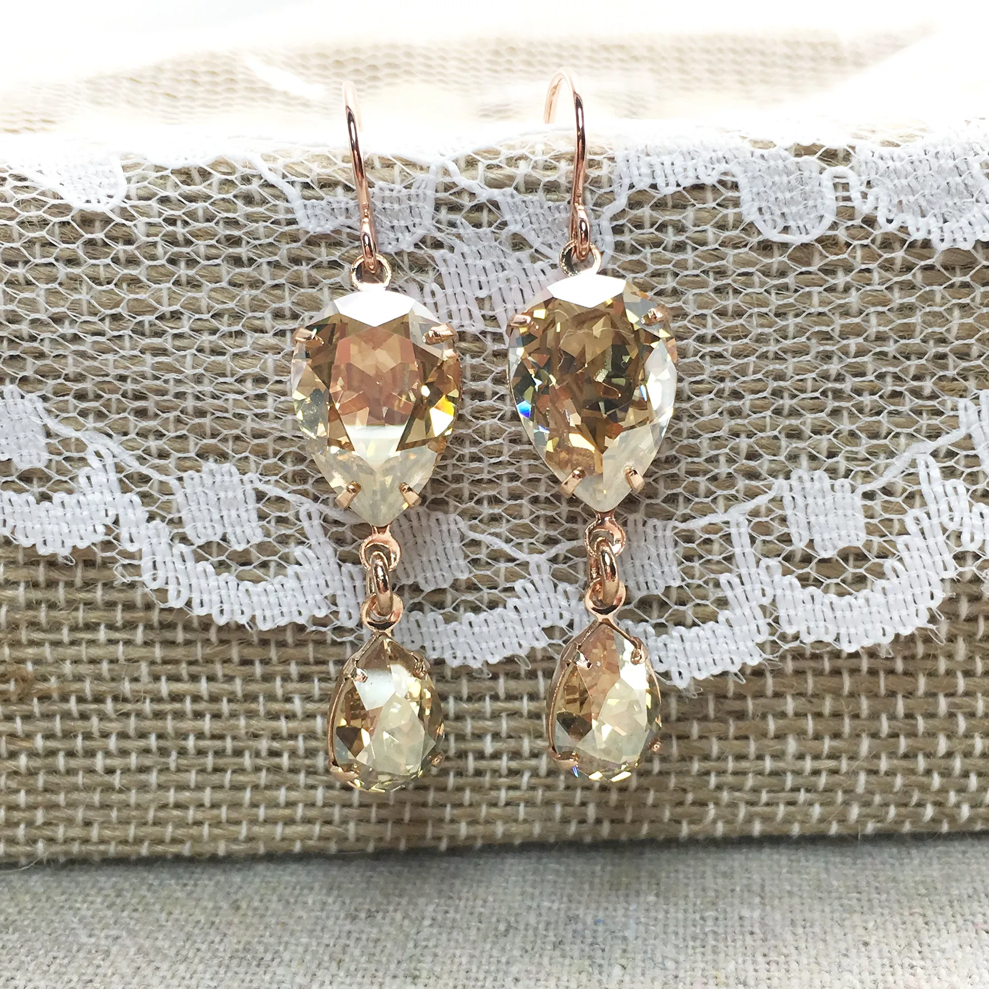 Double Pear Dangling Earrings