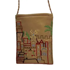 Embroidered Passport Bag - Jerusalem - Gold