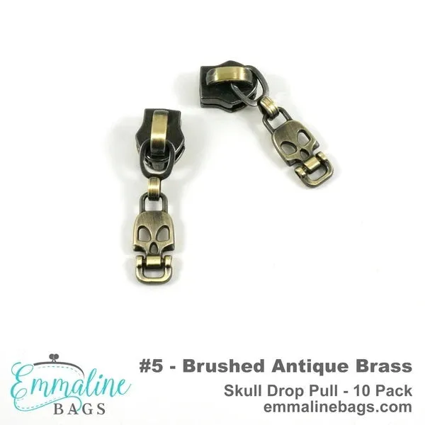 Emmaline Zipper Sliders with Skull Drop Pull -Size 5