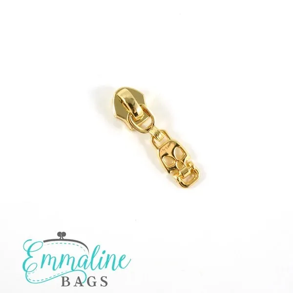 Emmaline Zipper Sliders with Skull Drop Pull -Size 5