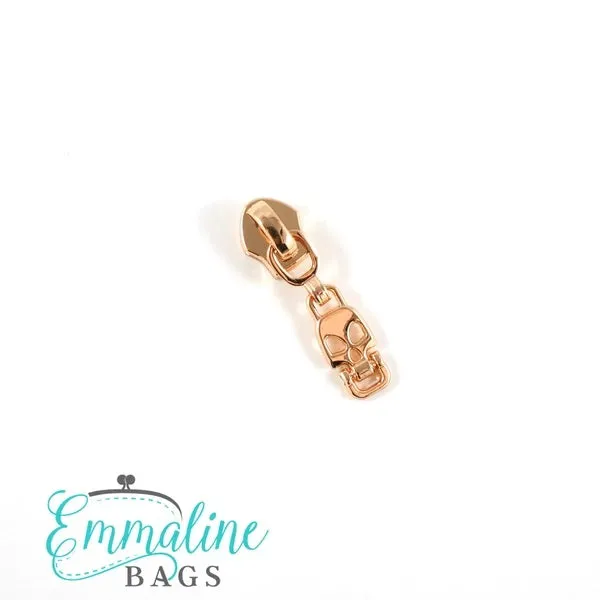 Emmaline Zipper Sliders with Skull Drop Pull -Size 5