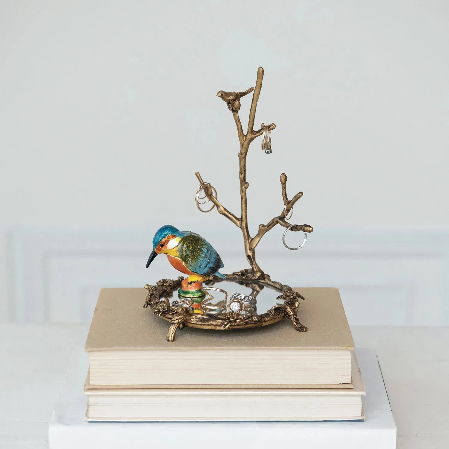 Enameled Metal Kingfisher Shaped Trinket Box