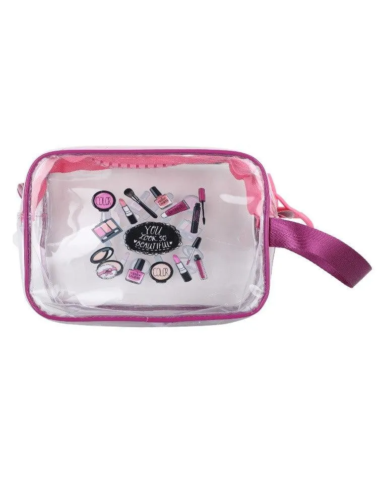 FabSeasons Purple Transparent Handy Toiletry, Travel, Makeup Pouch