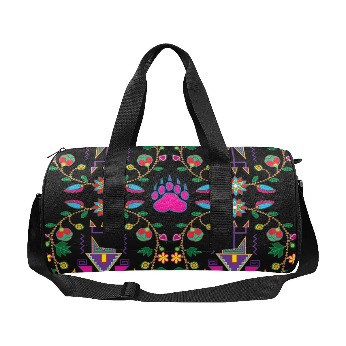 Geometric Floral Fall - Black Duffle Bag