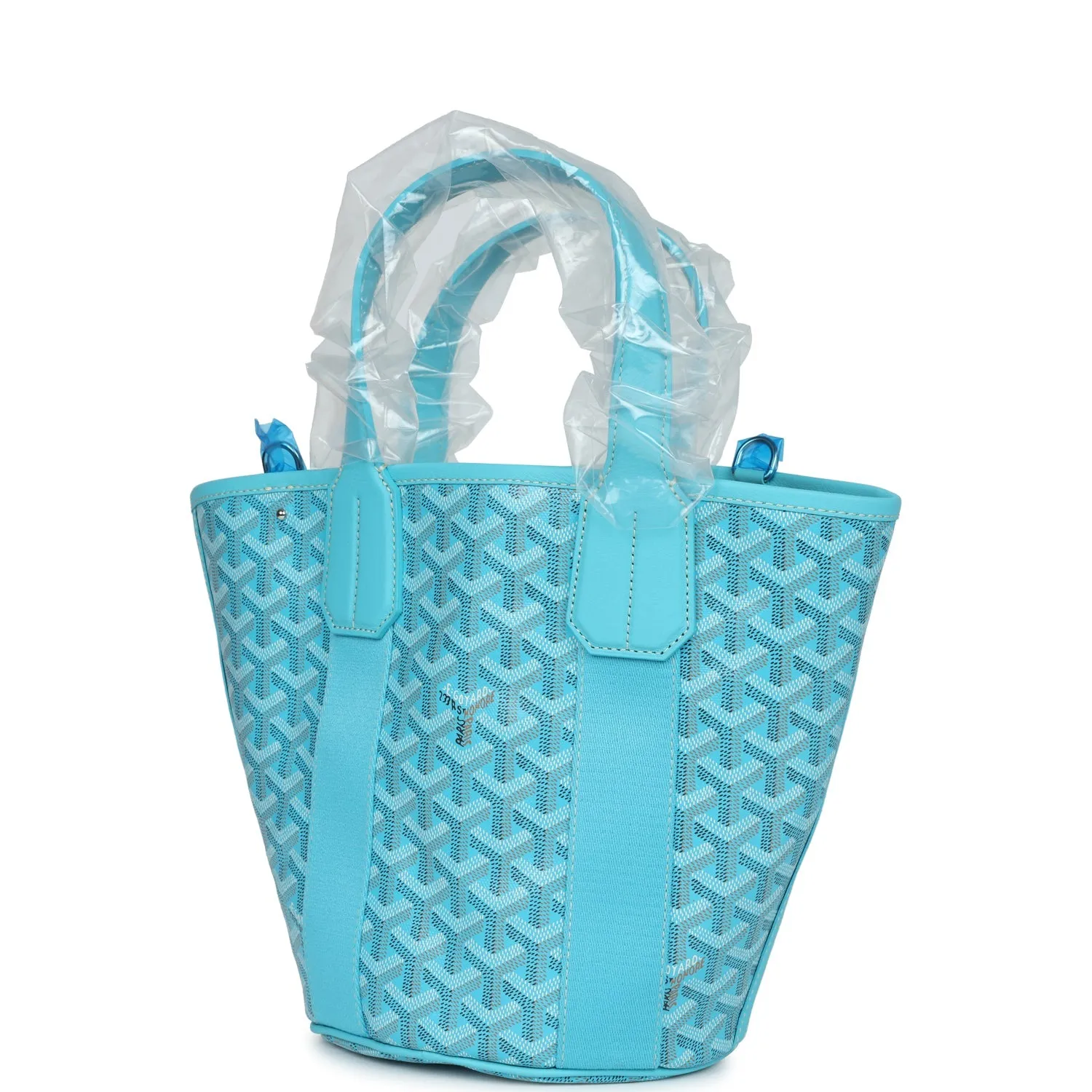 Goyard Goyardine Turquoise Belharra PM Tote Palladium Hardware