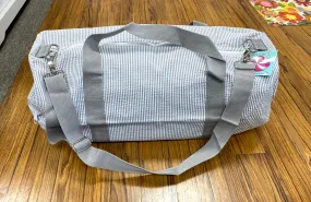 Grey Seersucker Weekender Duffle