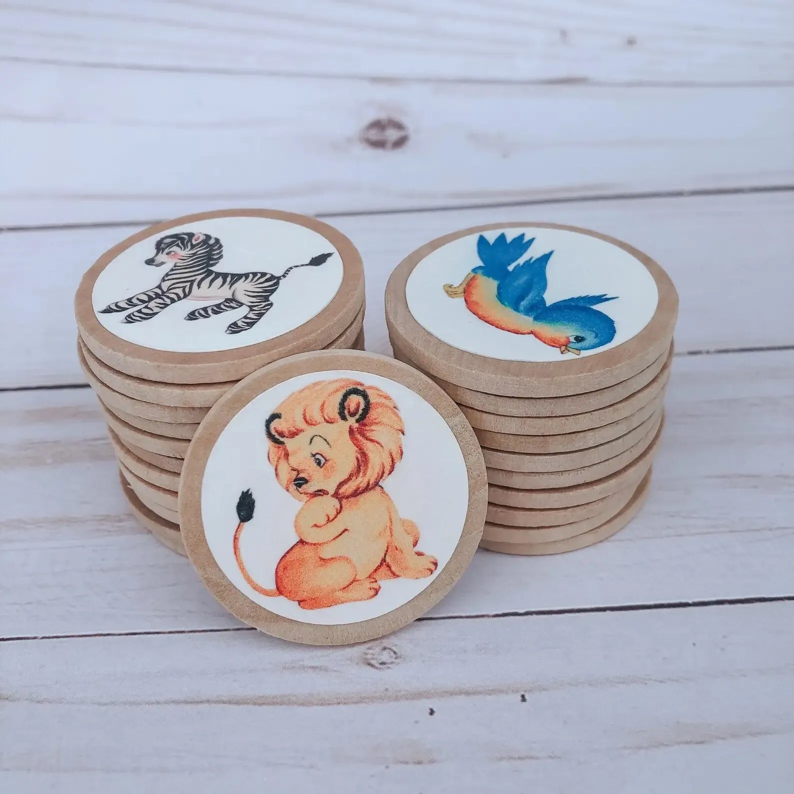 Handmade Retro Vintage Animal Matching Game