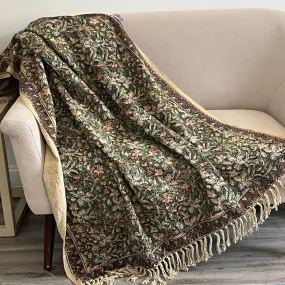 Handmade Throw, Green floral blanket, Boho throw blanket, Home decor, Boho blanket for bed, Woven blanket, Unique Christmas Gift for mom