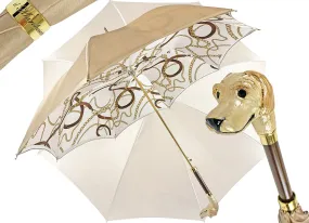 Handmade umbrella with hand-enamelled Dog and Elegant design
