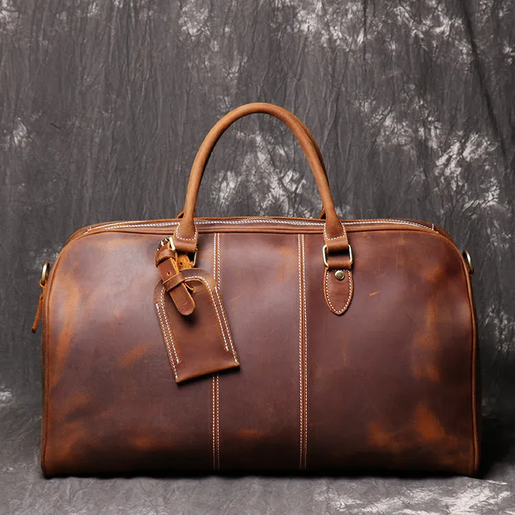 Handmade Vintage Leather Overnight Duffel Bag Travel Bag Holdall Luggage Bag