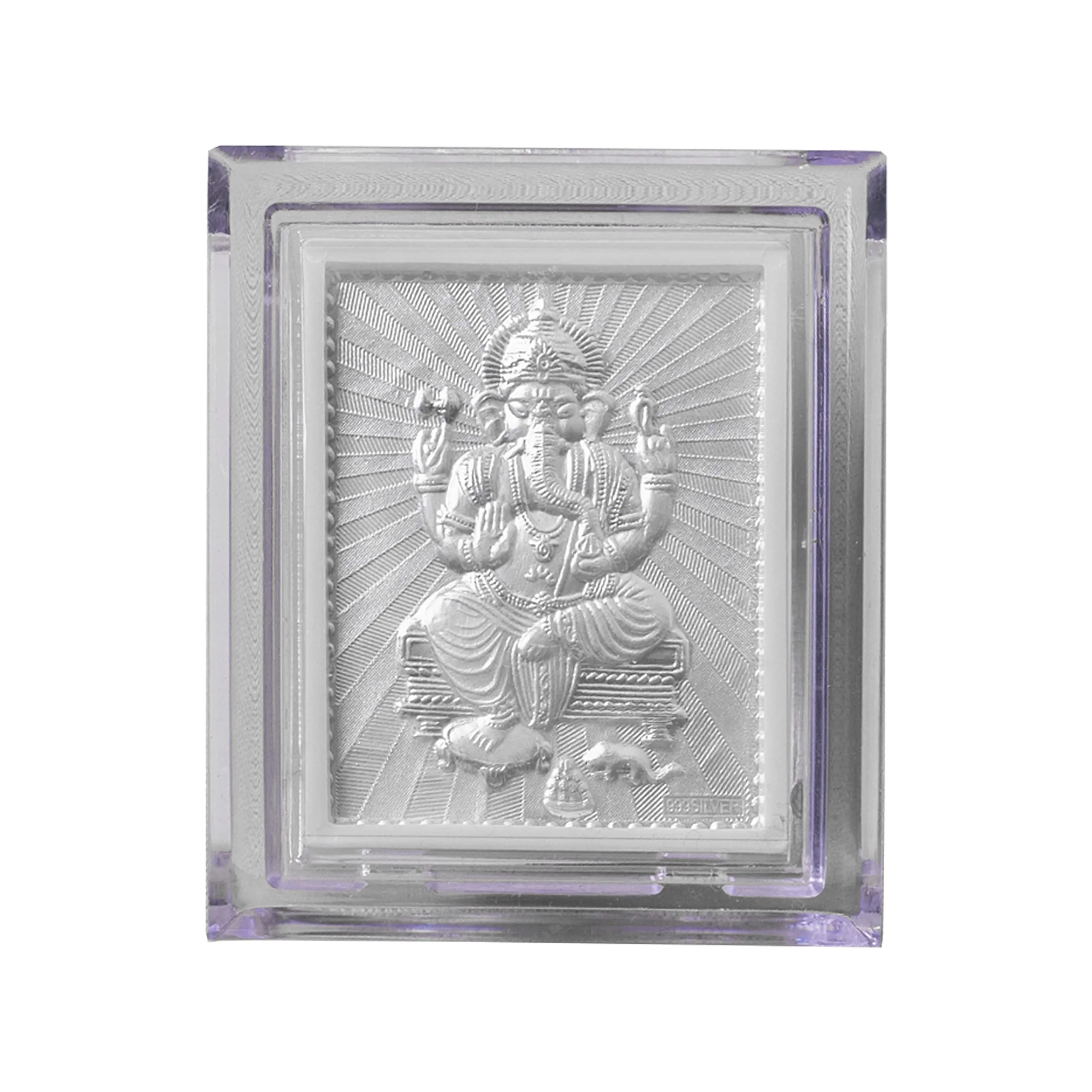 HEM Jewels Pure Silver Lord Ganesh frame for Gift & Home Decor (3x2.5 Inch) (Pack of 1)