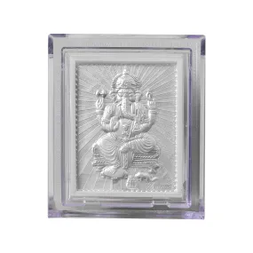 HEM Jewels Pure Silver Lord Ganesh frame for Gift & Home Decor (3x2.5 Inch) (Pack of 1)