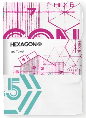 Hexagon 45 Tea Towel (Pink and Blue)