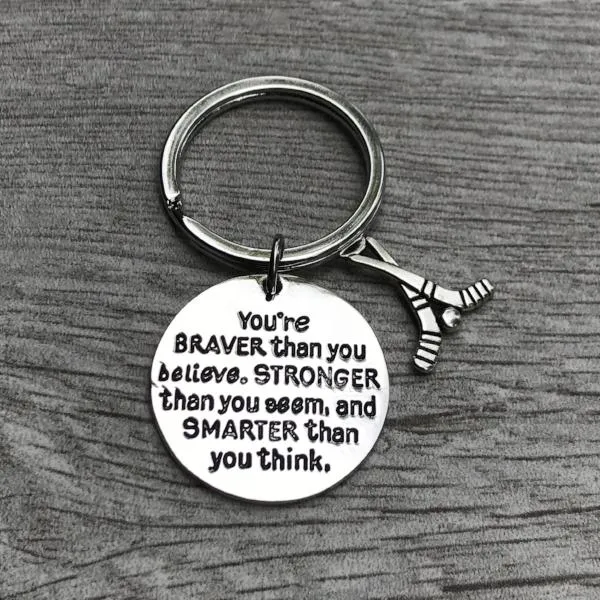 Ice Hockey Keychain with Inspirational Charms