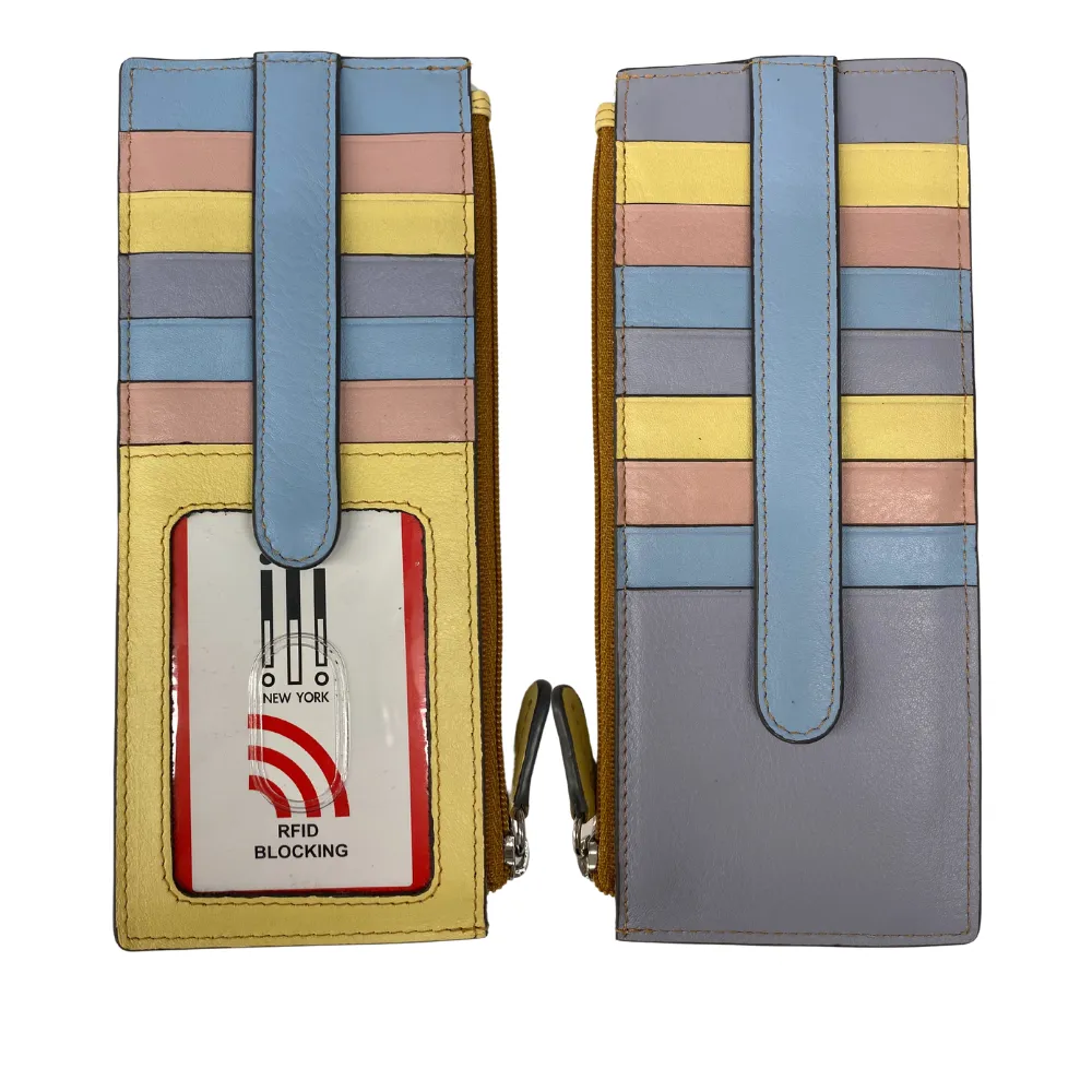 ili New York RFID Credit Card Holder/Zip Pocket Pastel Multi