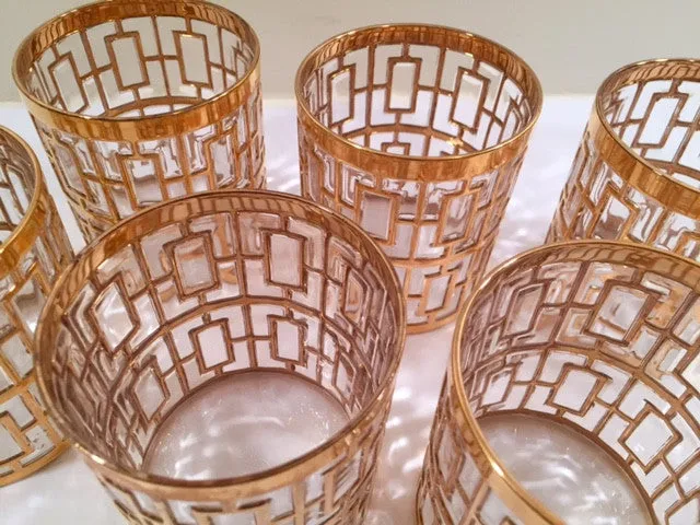 Imperial Glass - Shoji 22-Karat Gold Mid-Century Glasses (Set of 6)