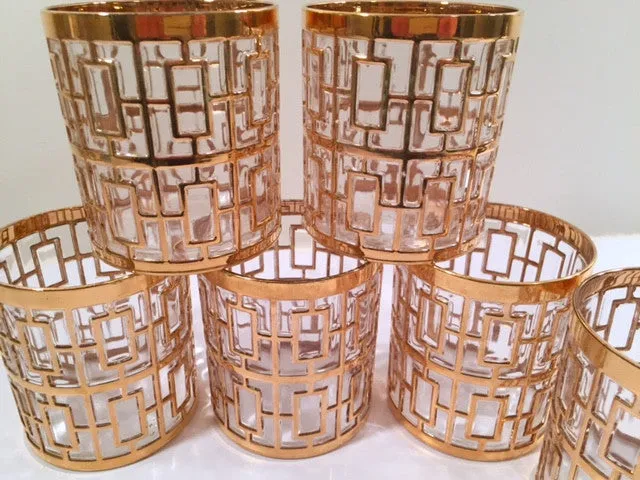 Imperial Glass - Shoji 22-Karat Gold Mid-Century Glasses (Set of 6)