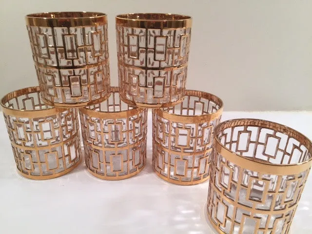Imperial Glass - Shoji 22-Karat Gold Mid-Century Glasses (Set of 6)