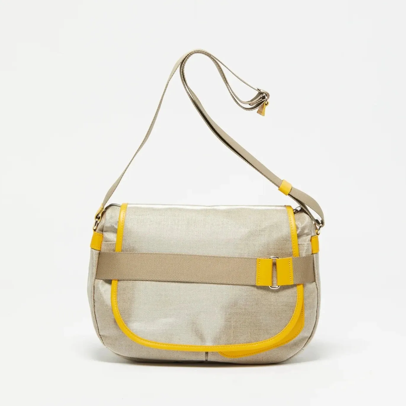 Jack Gomme Paris Gaby Linen Satchel Natural   Yellow