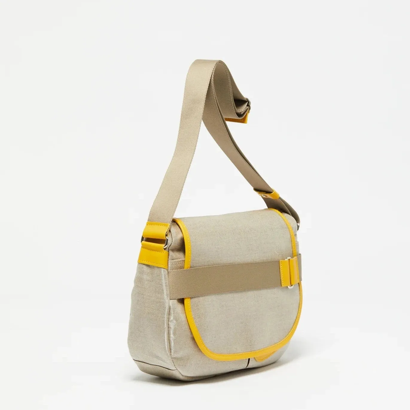 Jack Gomme Paris Gaby Linen Satchel Natural   Yellow