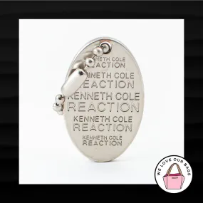 KENNETH COLE REACTION OVAL SILVER NICKEL METAL KEY FOB BAG CHARM KEYCHAIN TAG