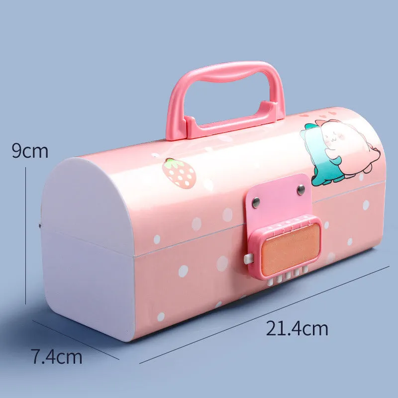 Kids Pen & Pencil Box-Suitcase Style Password Lock Pencil Case